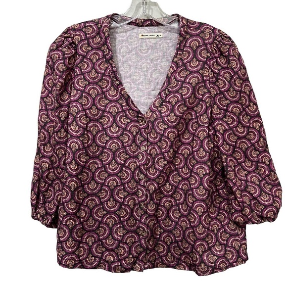 Marine Layer Medium Layer Printed Colette Doublecloth Blouse B2 - Picture 2 of 5